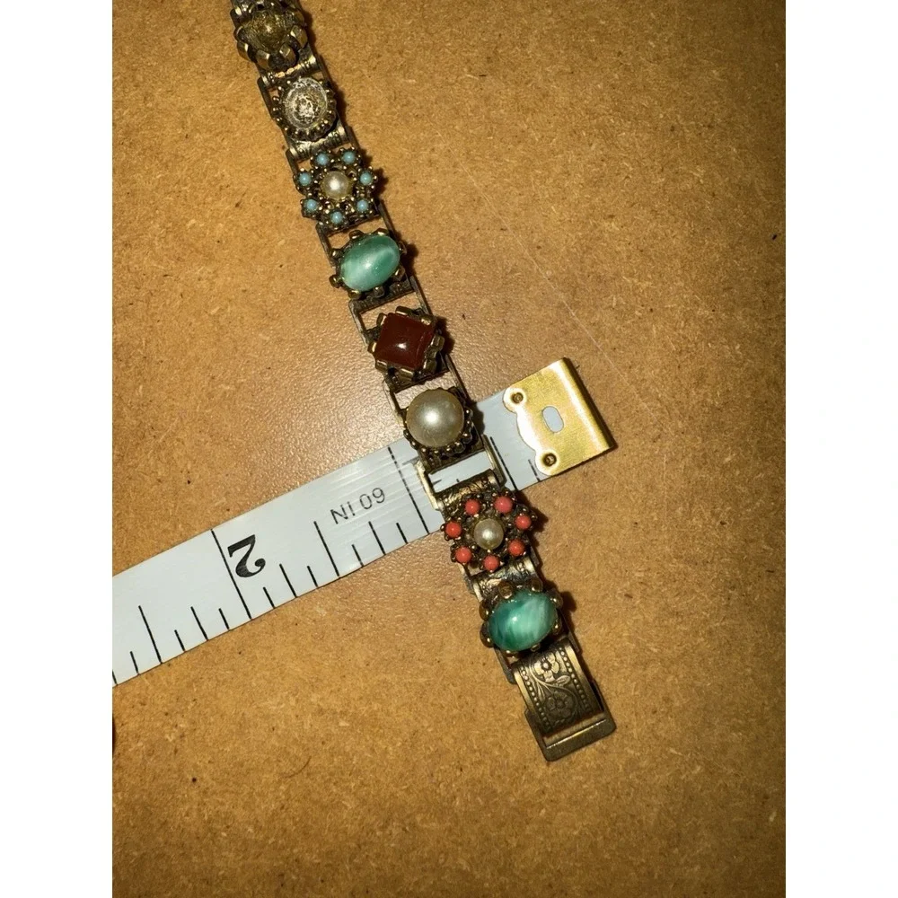 Vintage Multi-Gemstone Bracelet, Elegant Design, Artisan Crafted, Unique Jewelry